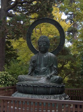 在日本茶园的buddah雕像