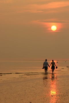夕陽中的一對