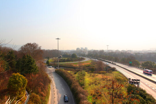 南京老照片 明代城墻 公路