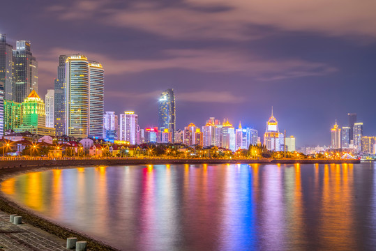 青島夜景和城市天際線