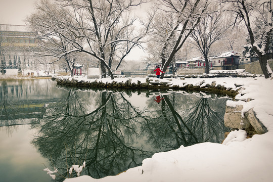 風(fēng)景畫(huà) 雪景公園