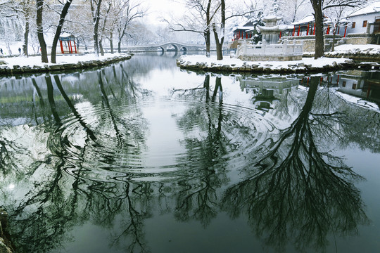 風景畫 湖中倒影