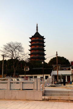 蘇州 北寺塔 院墻 墻 黑瓦