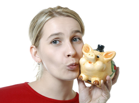 帶著儲(chǔ)蓄罐的女人