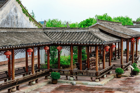 古建長廊 建筑園林 廊道 戶