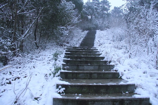 長沙梅溪湖桃花嶺雪景