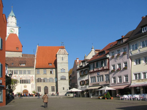 ueberlingen,marketplace with cathedral tower