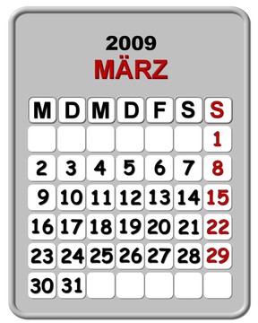 日歷2009年3月-德國(guó)