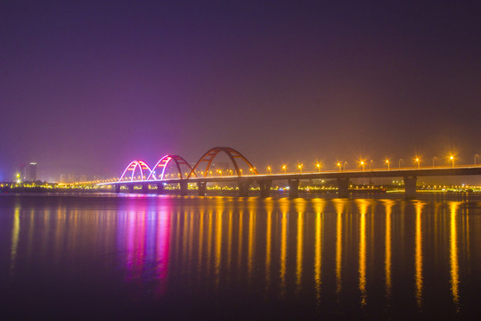 長沙湘江大橋福元路大橋夜景