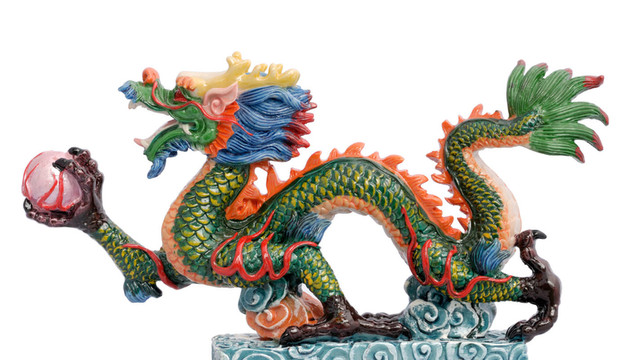 白色背景下的中國龍