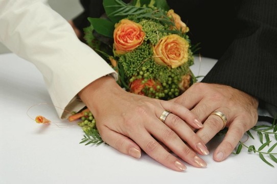 婚禮，結婚，手，戒指，結婚戒指