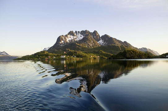 raftsund，山，倒影，挪威