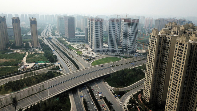 航拍西安南二環(huán)立交城市風(fēng)光