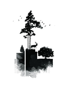 剪影裝飾畫素材