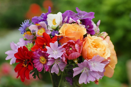 花園桌上的夏花