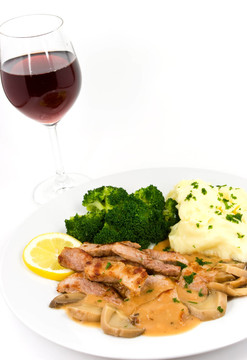 小牛肉粒配蘑菇奶油沙司