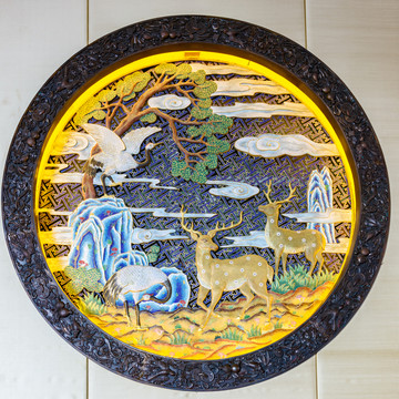福祿壽 景泰藍(lán)壁掛屏 祿