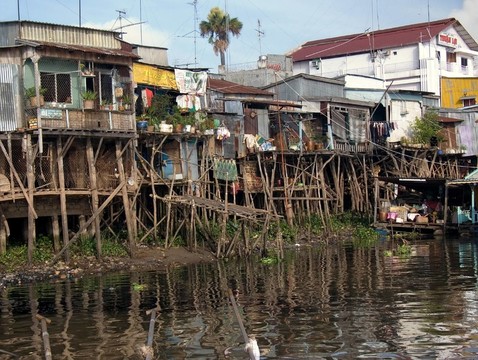 在湄公河三角洲的棚屋