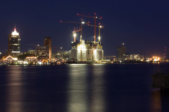 施工現(xiàn)場夜間Elbphilharmonie