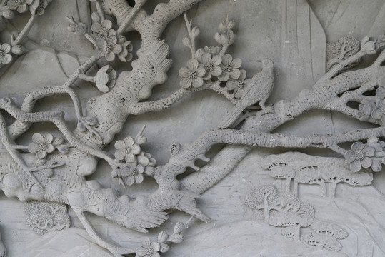 梅花浮雕磚雕 高清細(xì)節(jié)