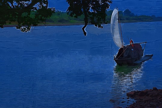 靜泊 油畫 手繪油畫 玄關(guān)臥