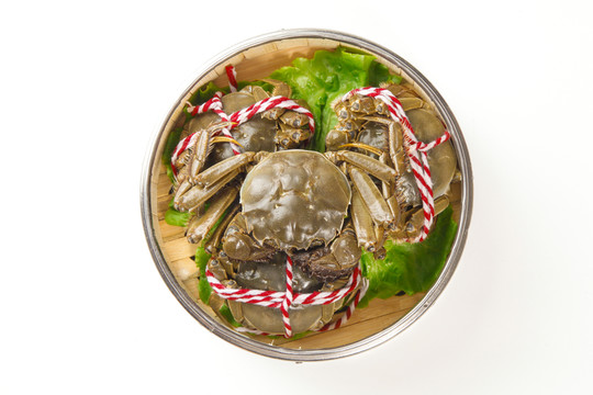 清蒸大閘蟹加工白底