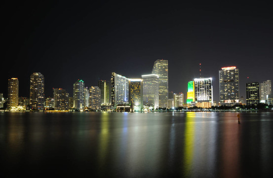 邁阿密市中心的夜晚，佛羅里達(dá)州