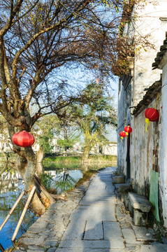 宏村前湖湖畔美景