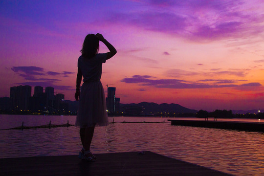 梅溪湖夕陽晚霞
