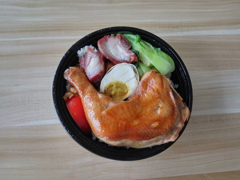 雞腿飯鹵雞腿叉燒飯外賣套餐