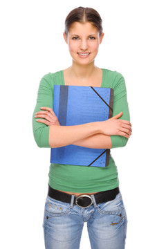 女生與schreibmappe