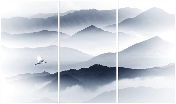 意境水墨三聯(lián)畫