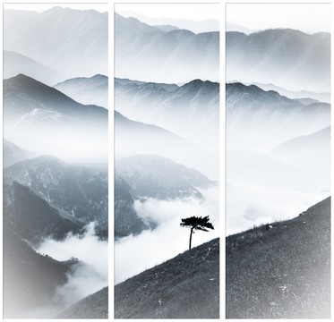 意境水墨三聯(lián)畫