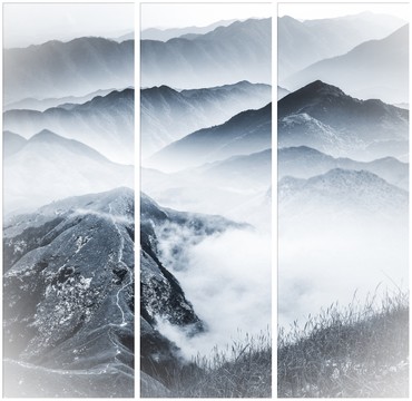 意境水墨三聯(lián)畫