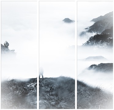 意境水墨三聯(lián)畫
