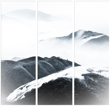 意境水墨三聯(lián)畫