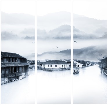 意境水墨三聯(lián)畫(huà)