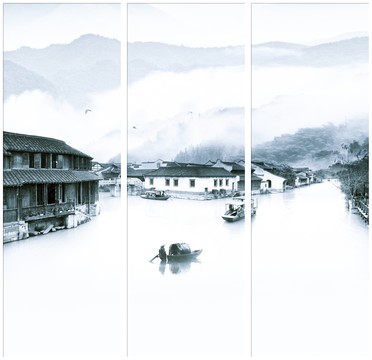 意境水墨三聯(lián)畫