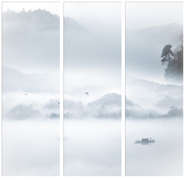 意境水墨三聯(lián)畫