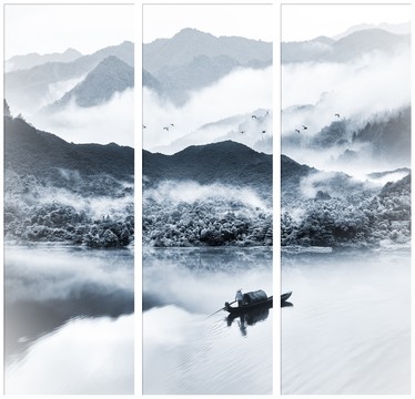 意境水墨三聯(lián)畫