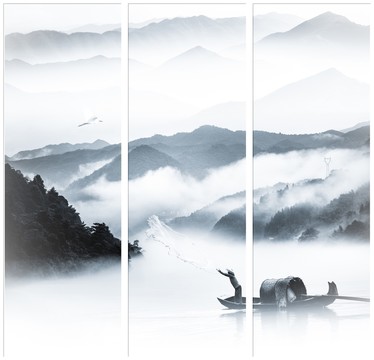 意境水墨三聯(lián)畫