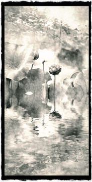 復(fù)古荷花掛畫(huà)