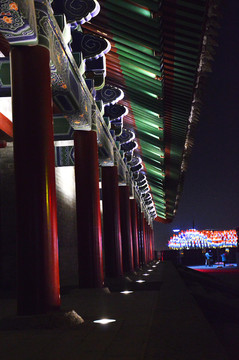 西安城墻 屋檐 夜景圖
