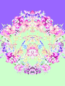紫底花朵 未分層