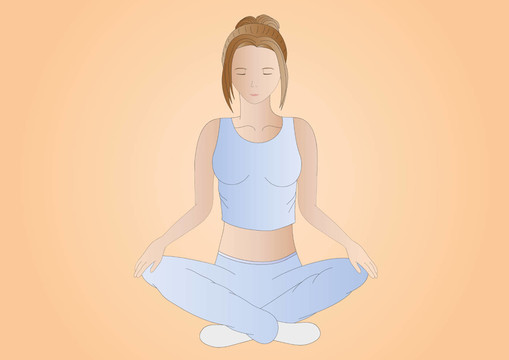 棕色頭發(fā)的女人在做瑜伽