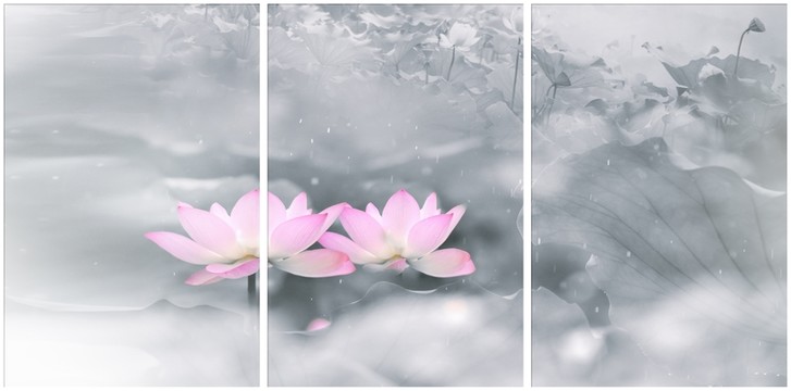 水墨荷花三聯(lián)畫(huà)