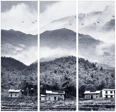 意境山水三聯(lián)畫