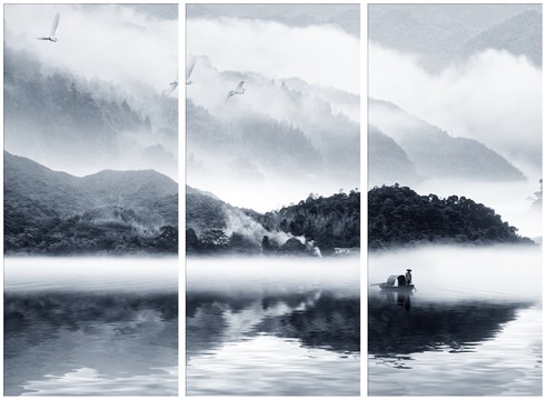 意境山水三聯(lián)畫