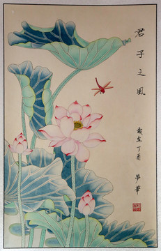 荷花國畫