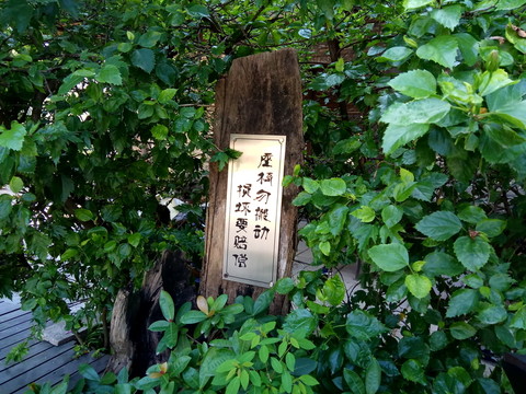 溫馨提示 不銹鋼雕刻牌 樹樁